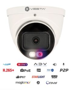 Dome IP 4MP Smart Dual Light Active Deterrence Magic Color da esterno VESTA IPC-T34-ZAS-MC-PV